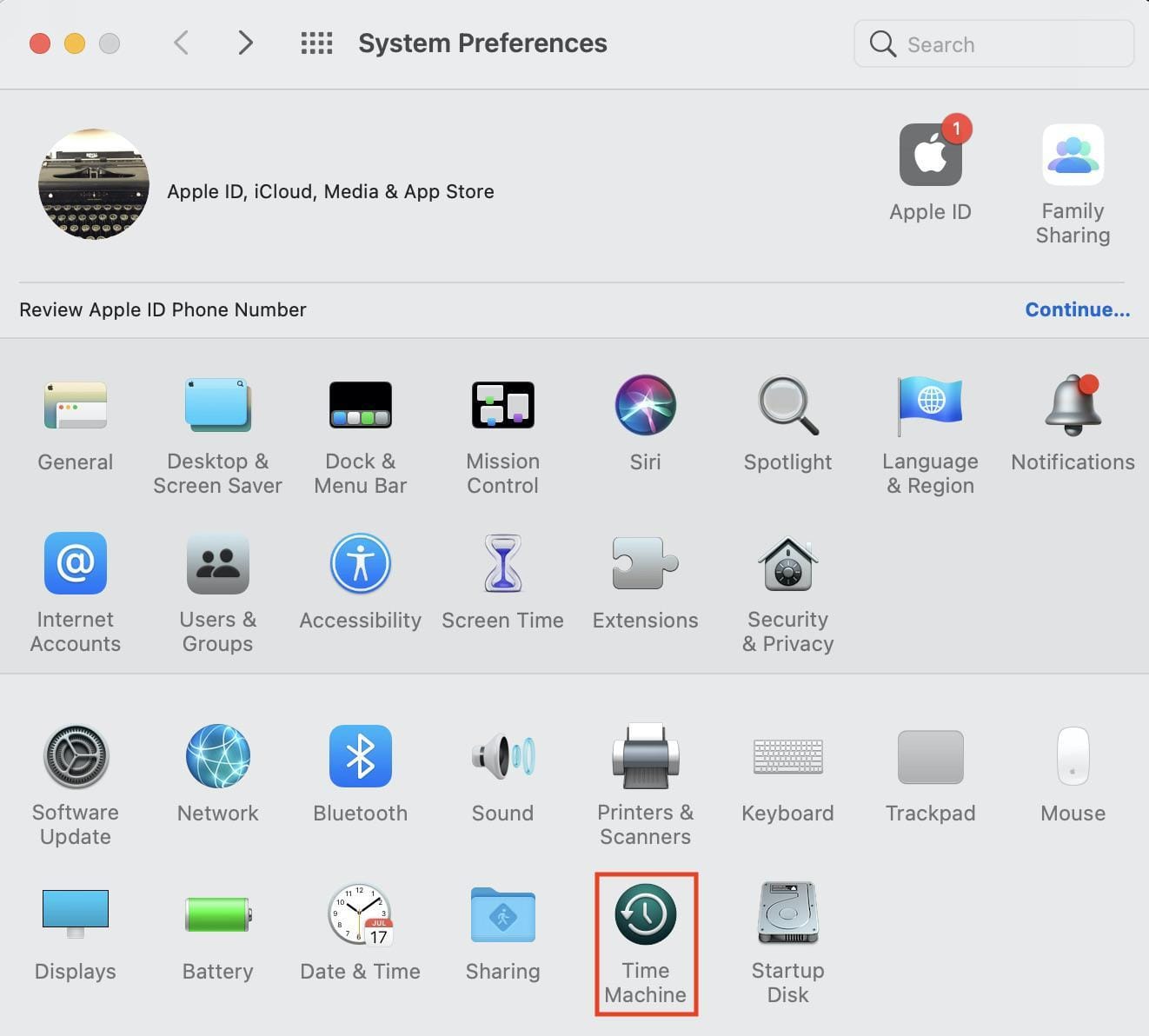 time machine on Mac