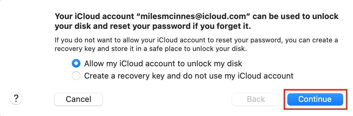 Choose a password recovery option on Mac
