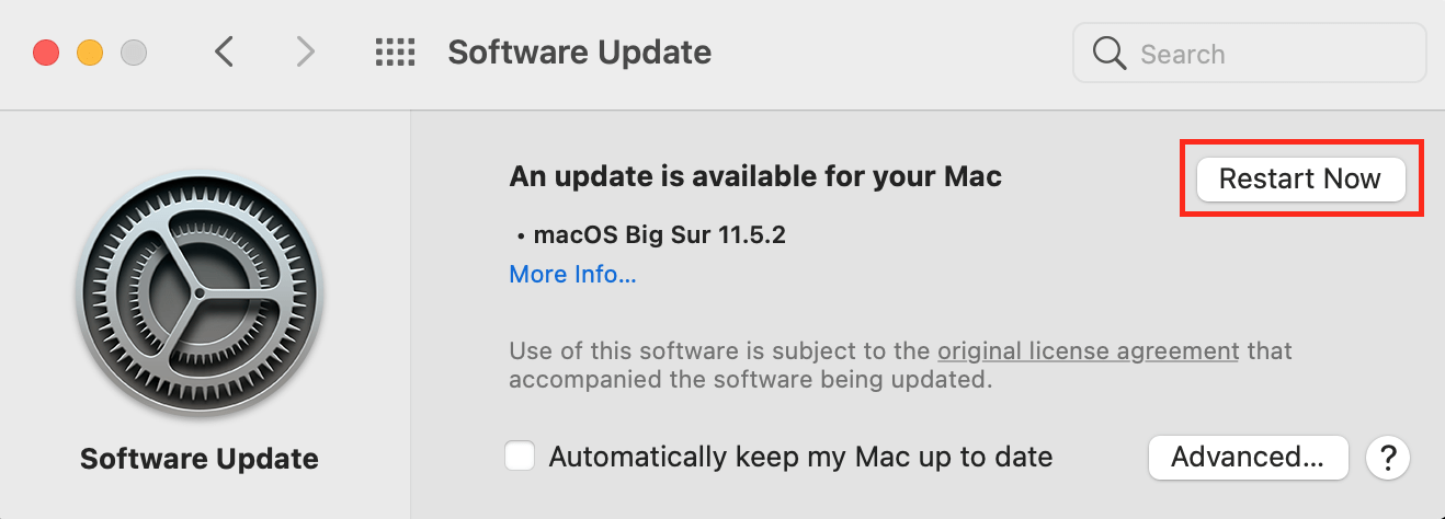 software update on macOS