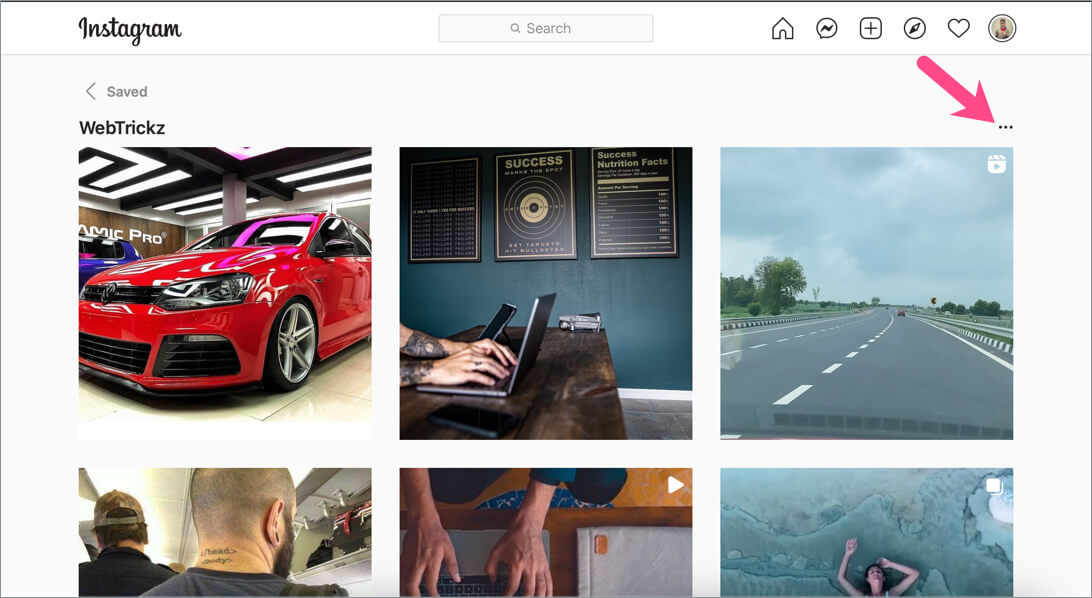 how to see instagram saved collection on computer