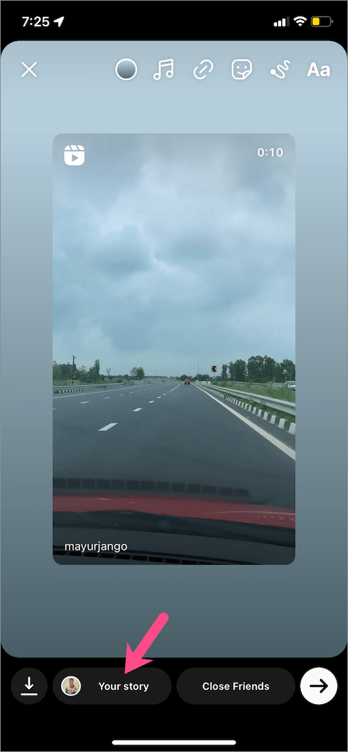 reshape reels on instagram story