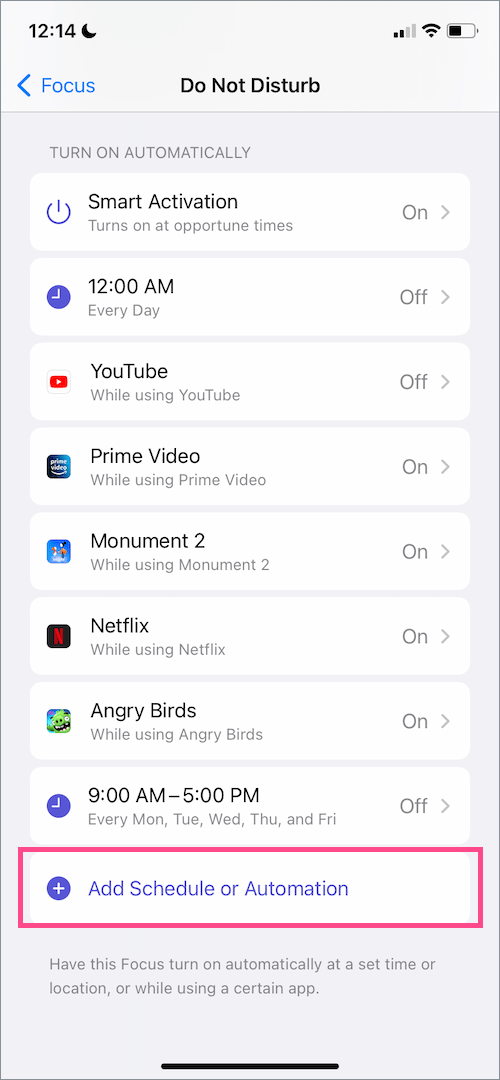 how to schedule Do Not Disturb on iOS 15