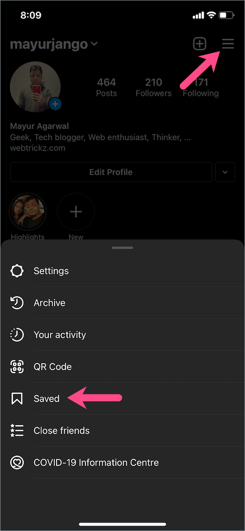 saved posts on instagram