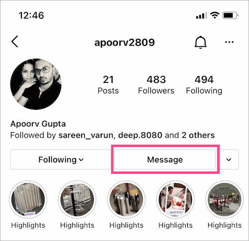 send direct message on Instagram