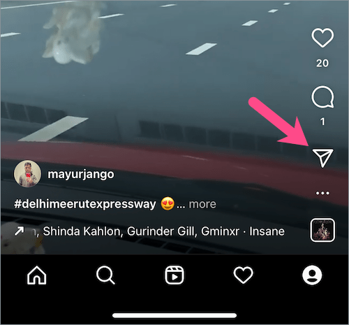 share reel on instagram