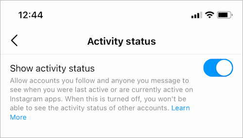 turn on activity status on instagram