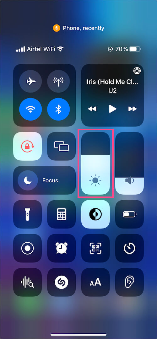 brightness slider in ios control center