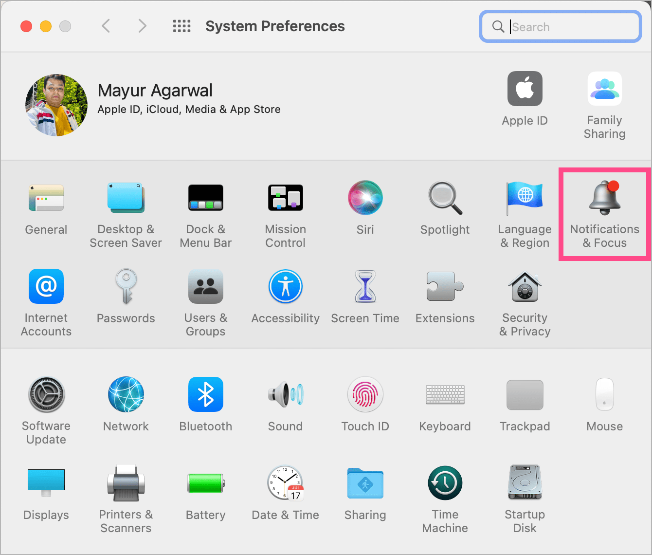 notifications and focus on macos