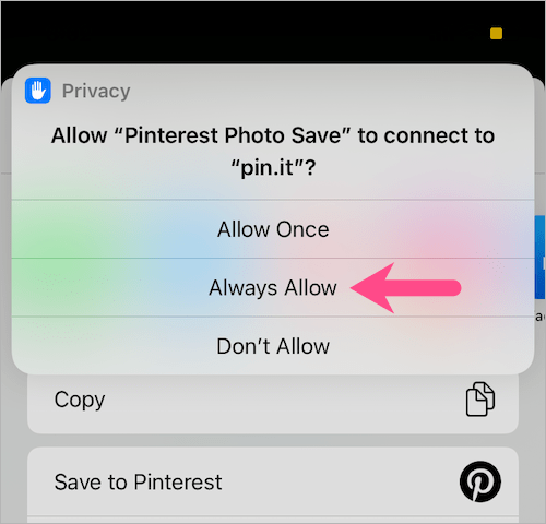 always allow shortcut on ios