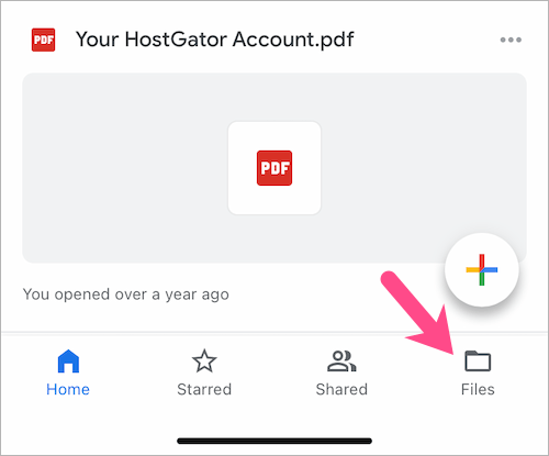 files tab in google drive for iphone