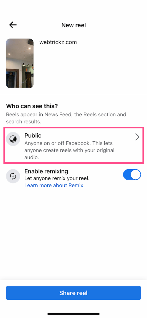 hide reels on facebook from someone