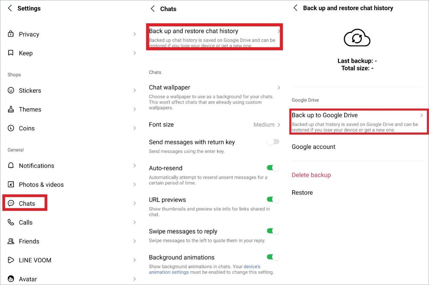 Migrate LINE chat history from Android to iPhone using Google Drive