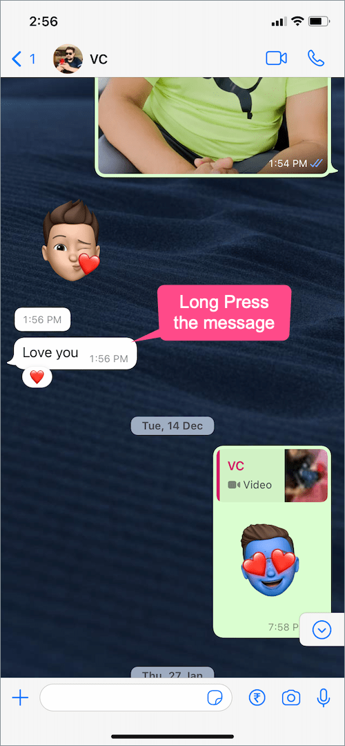 reaction in whatsapp chat