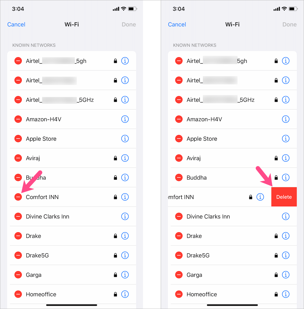 how to delete saved wifi networks on iphone running ios 16