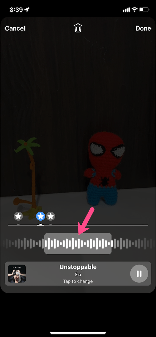 add particular part of audio to reels video