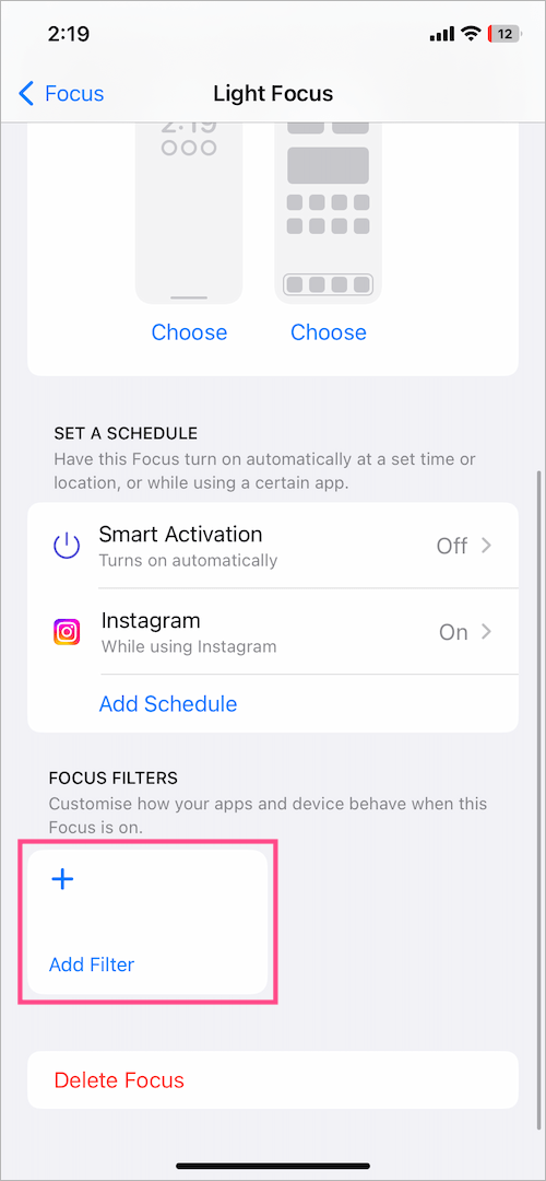 how to add a focus filter in ios 16
