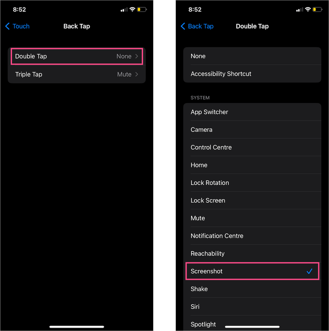 take screenshot on iphone 14 by tapping