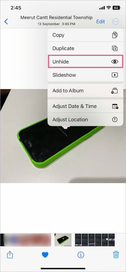 how to unhide a photo in ios 16 on iphone