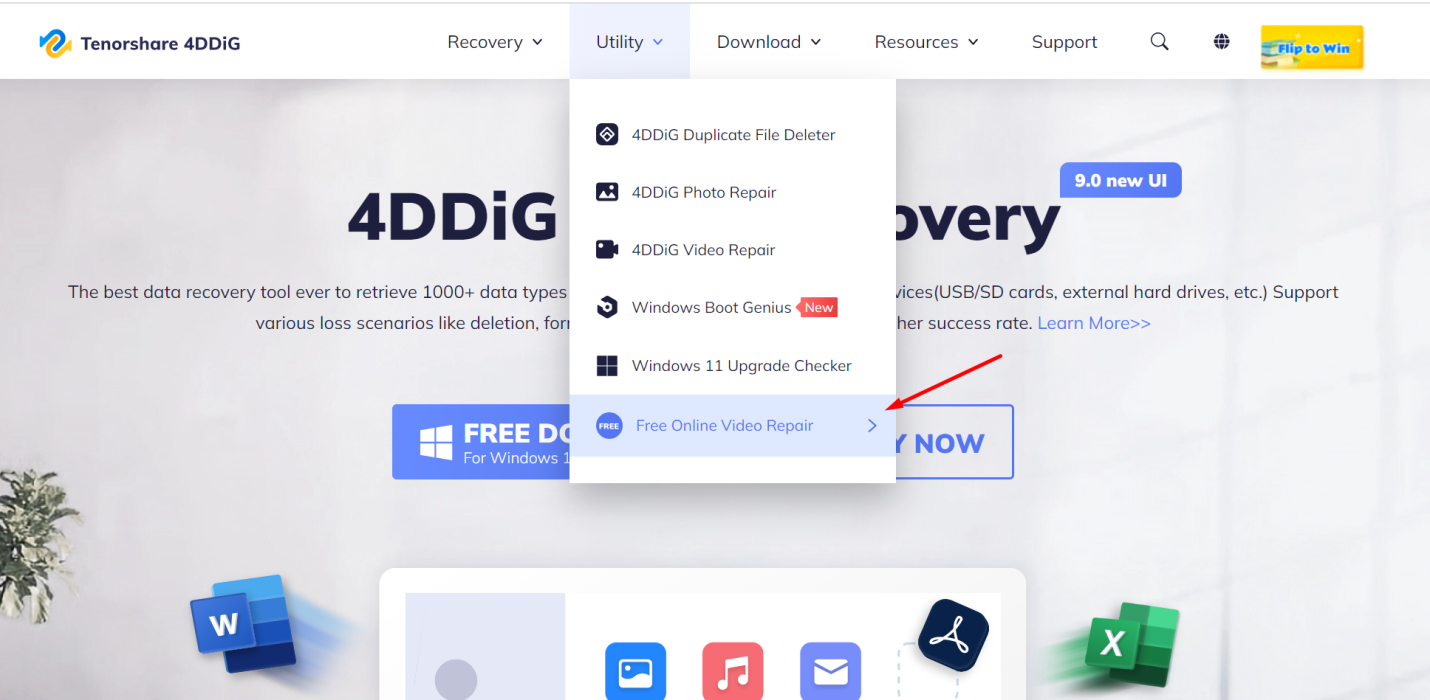 Tenorshare 4DDiG Free Online Video Repair tool