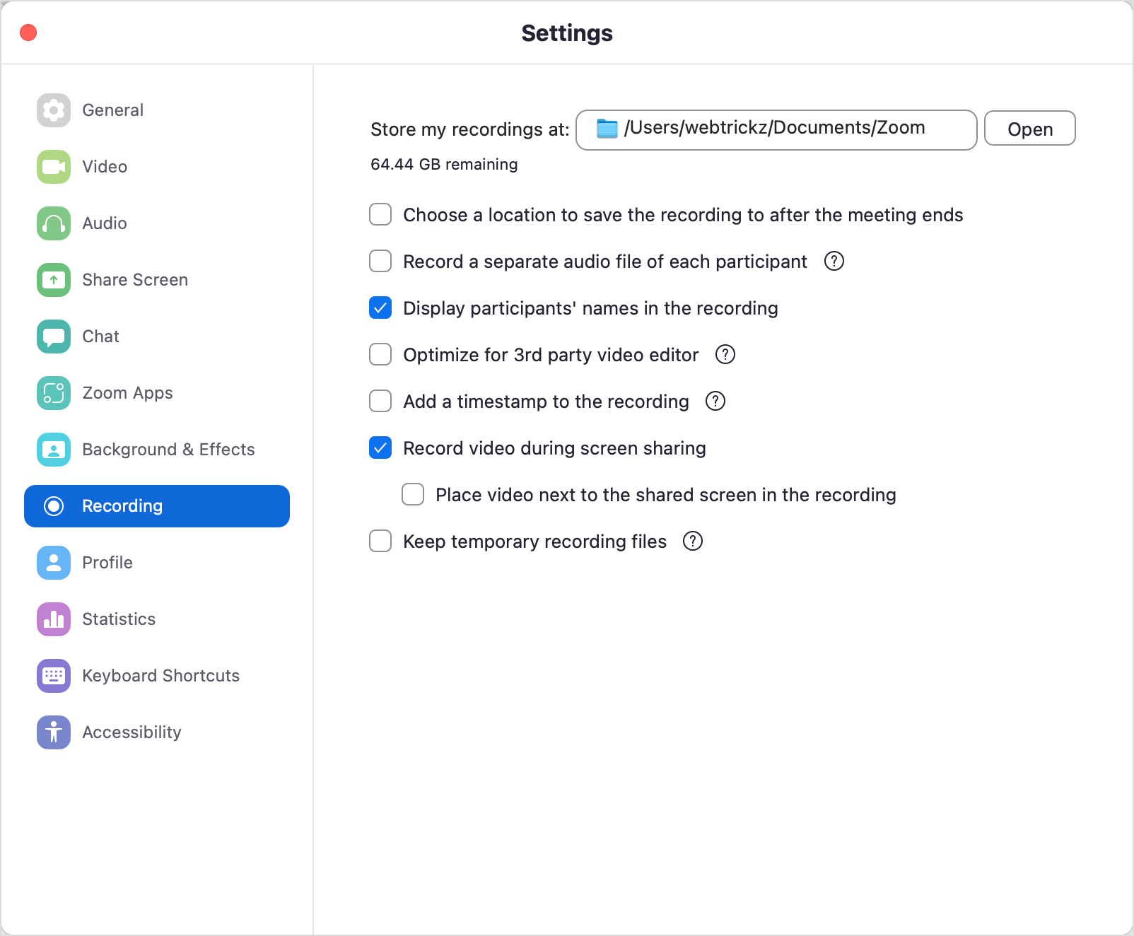 zoom meeting recording settings
