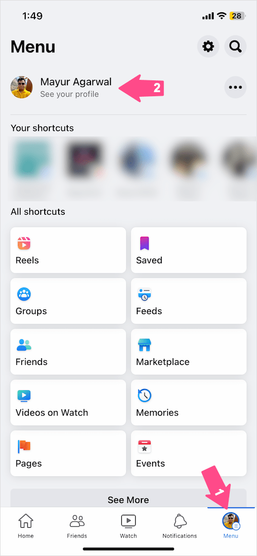 open facebook profile