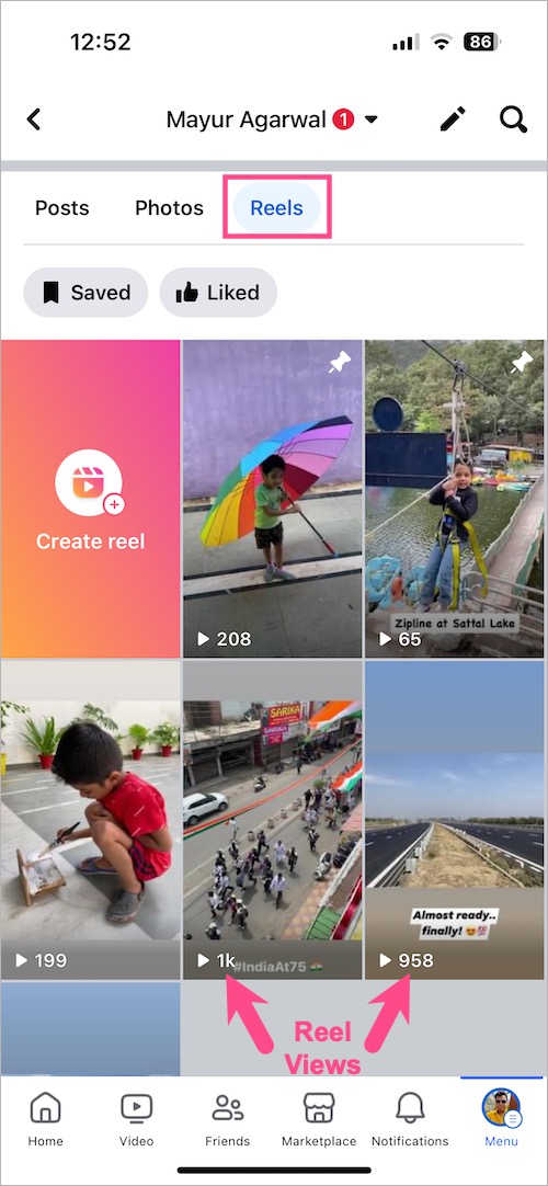 how to see views on your Facebook Reels