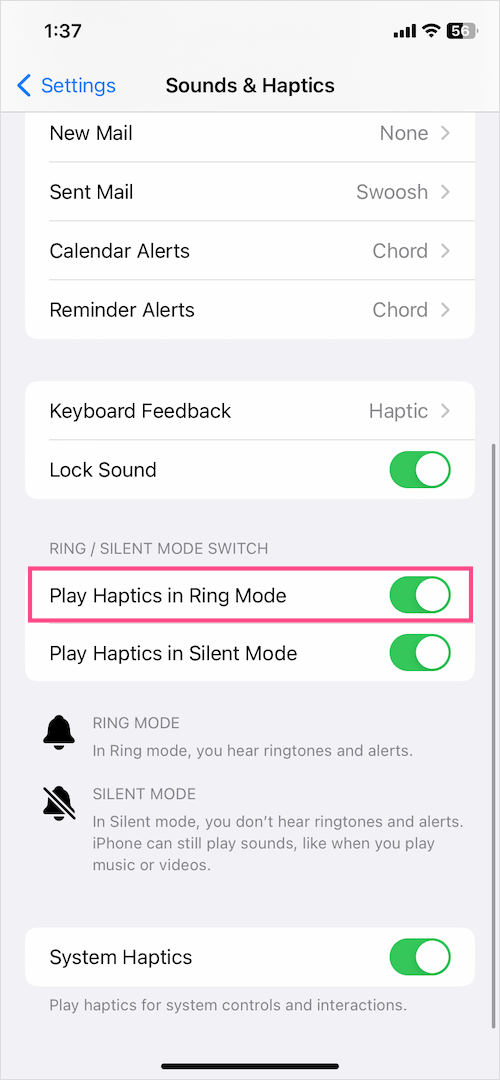 how to make iphone vibrate when ringing on ios 16