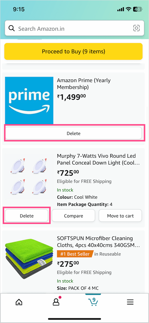 how to delete saved for later items on amazon