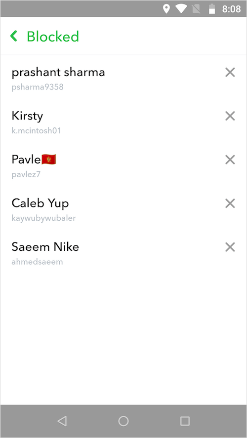 how to see snapchat blocked list on android