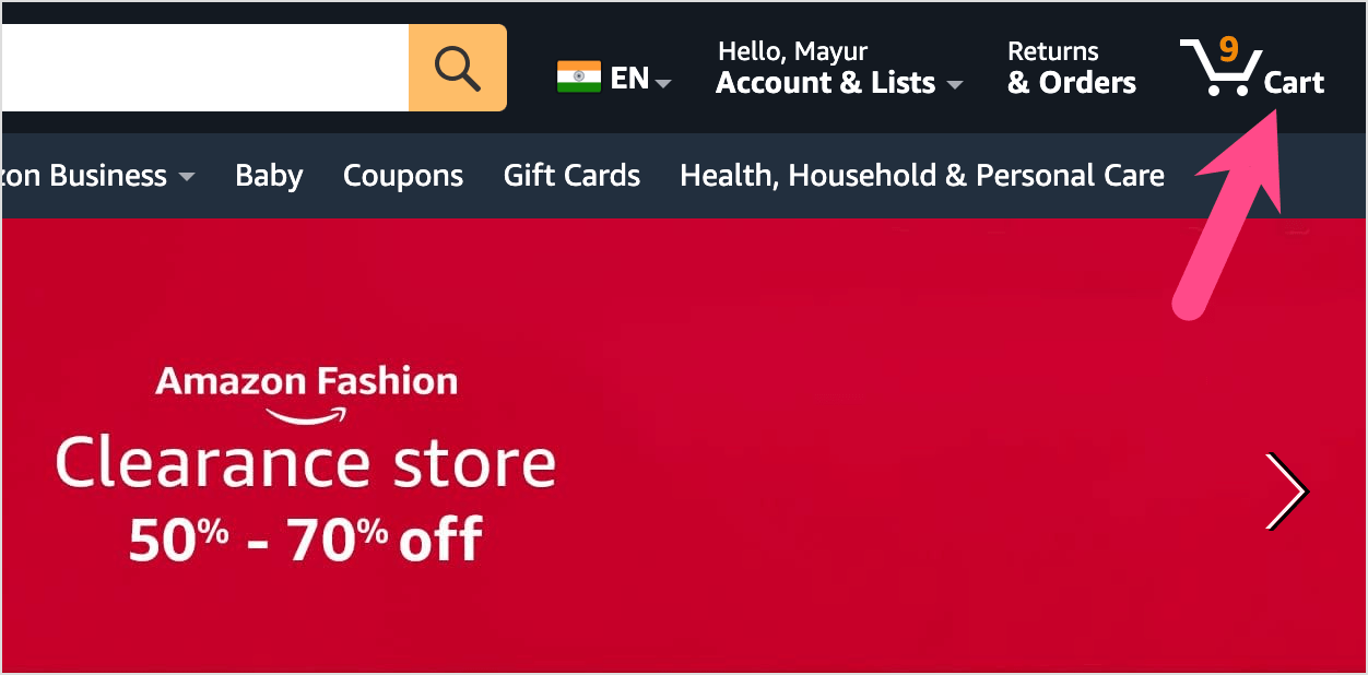 view amazon cart
