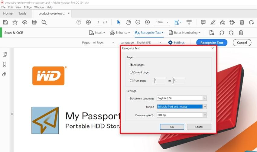 perform OCR in adobe acrobat