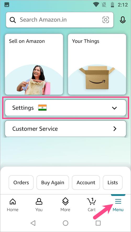 amazon app settings on android