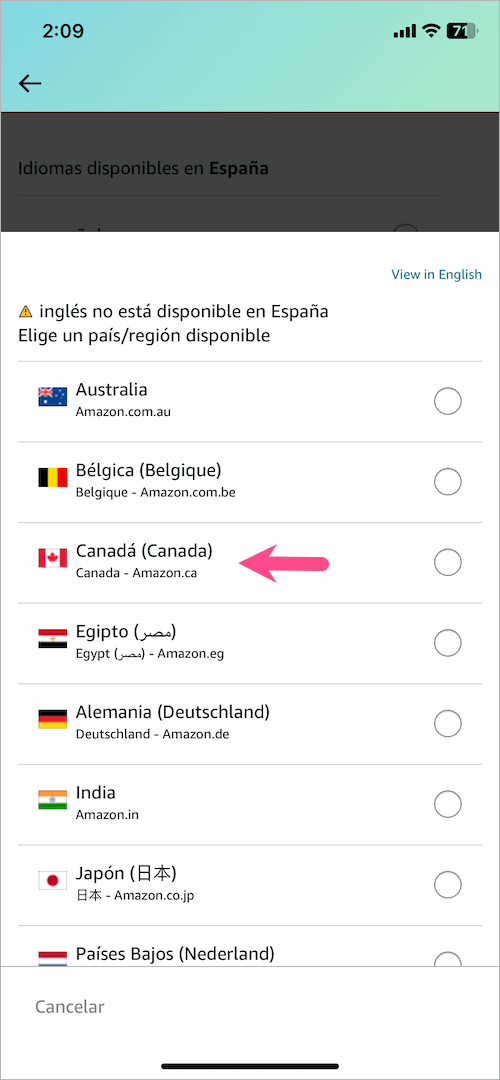 how to change amazon back to English on iphone