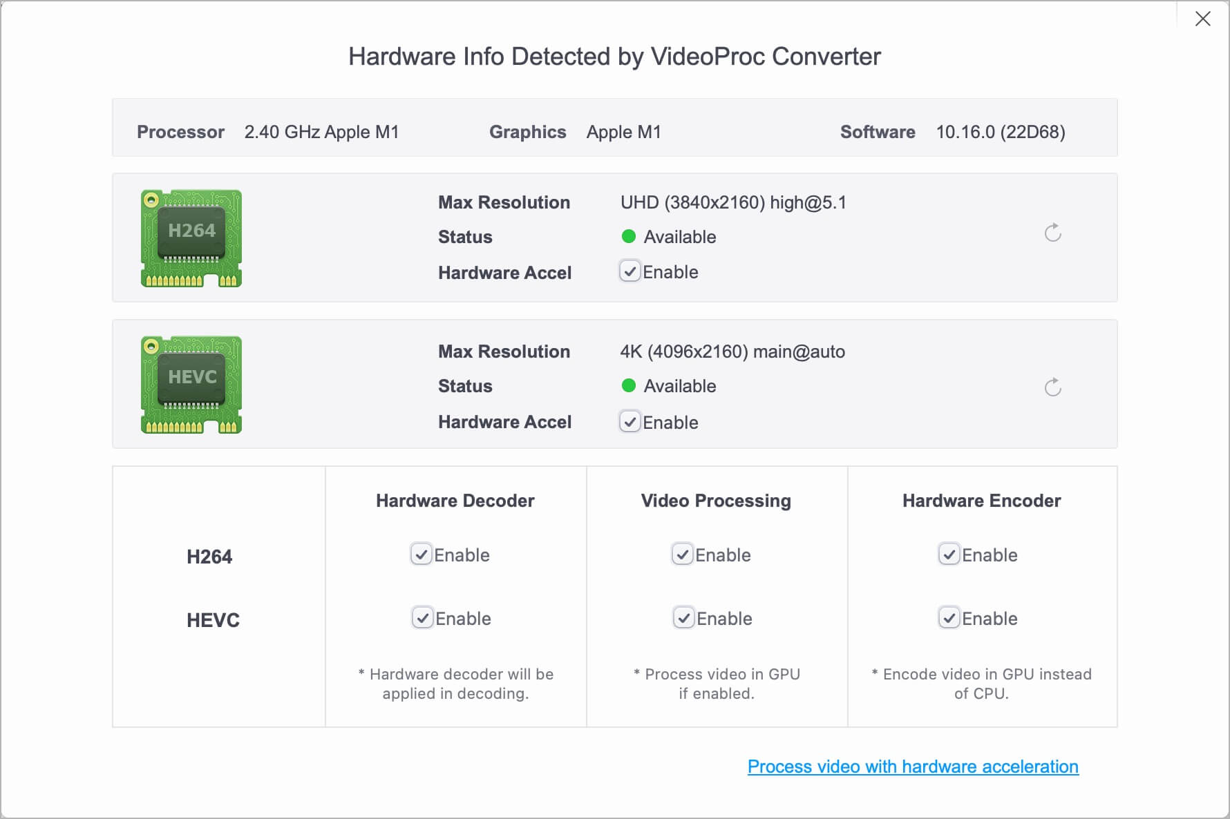 Level 3 hardware acceleration in Videoproc
