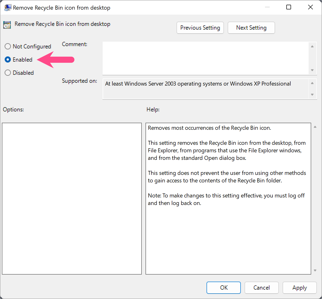 how to hide recycle bin icon from desktop on non-activated version of windows