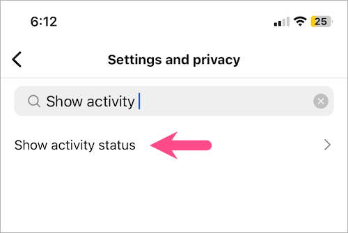 where is activity status on instagram