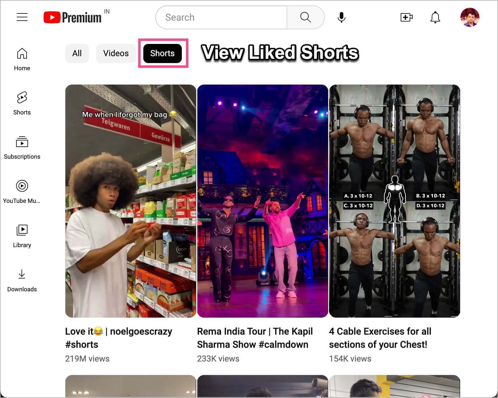 how to view liked youtube shorts on PC
