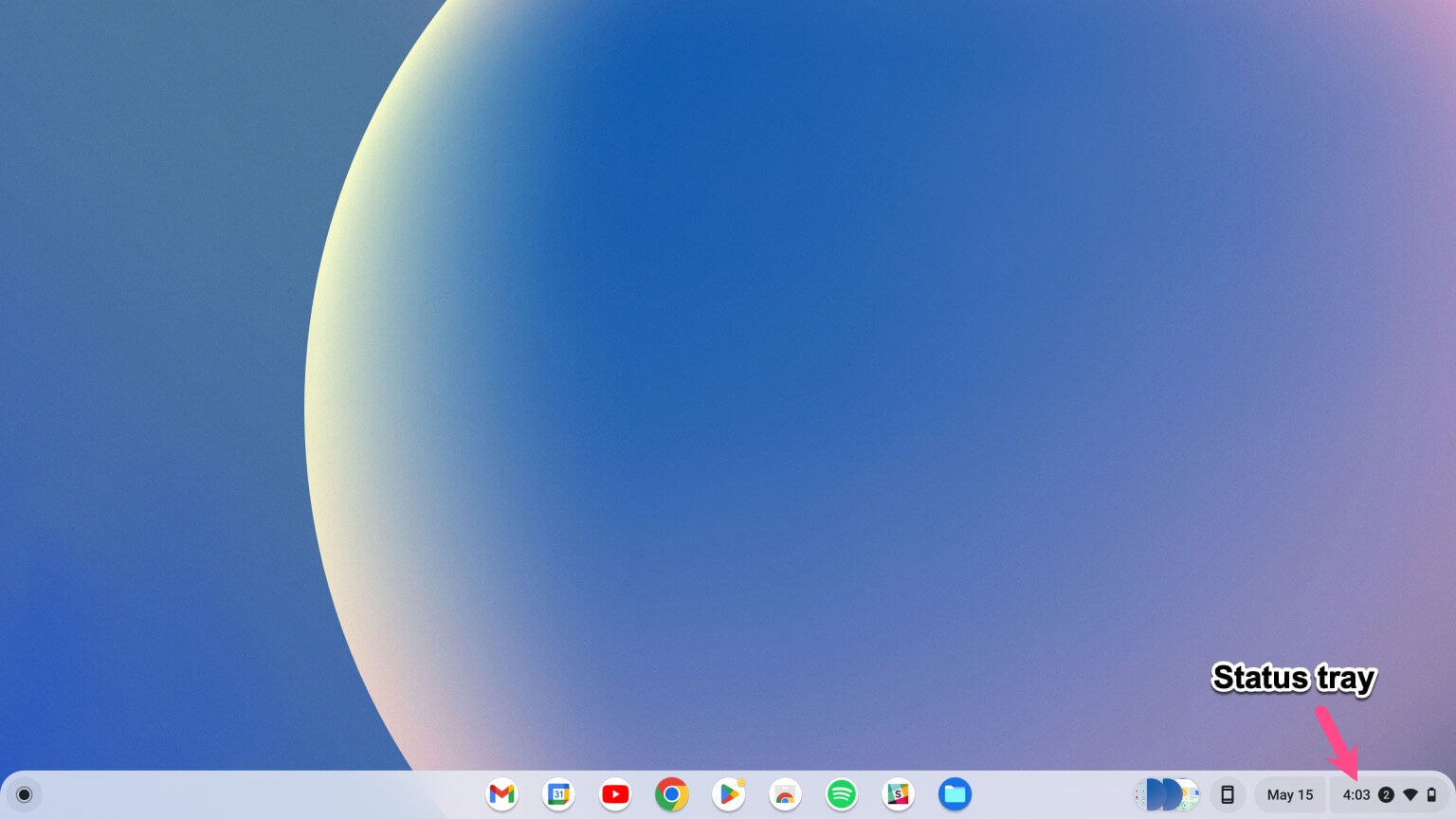 status tray on chromebook