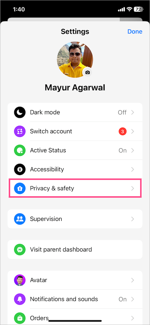 privacy settings in messenger