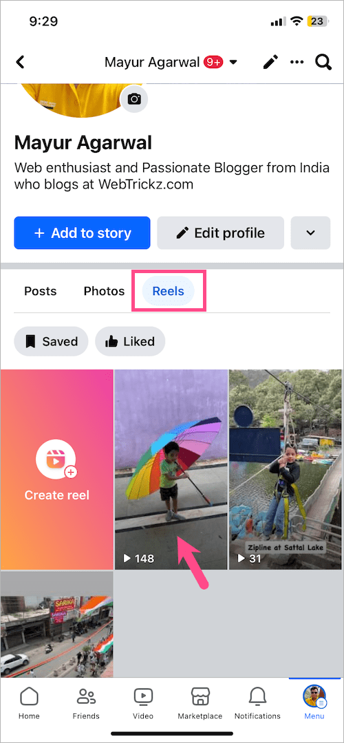 how to see my reels on facebook