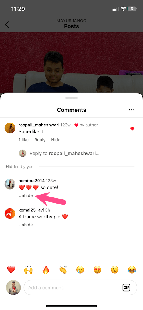 how to unhide comments on instagram