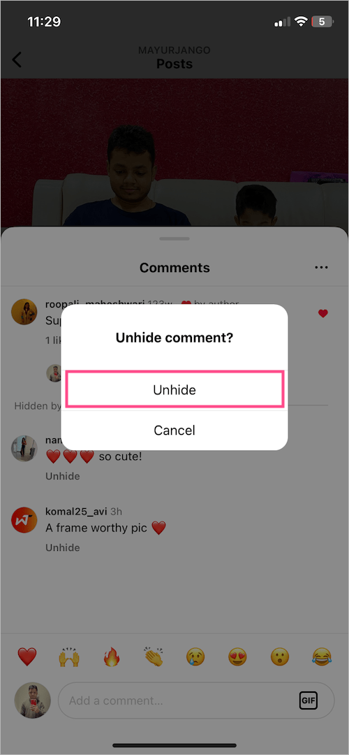 how to unhide instagram comments on iphone
