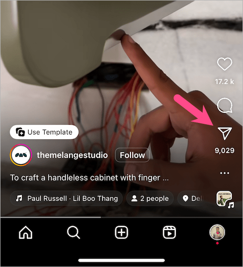 share option in instagram reels