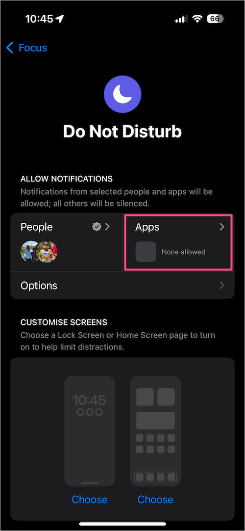 edit focus mode on ios