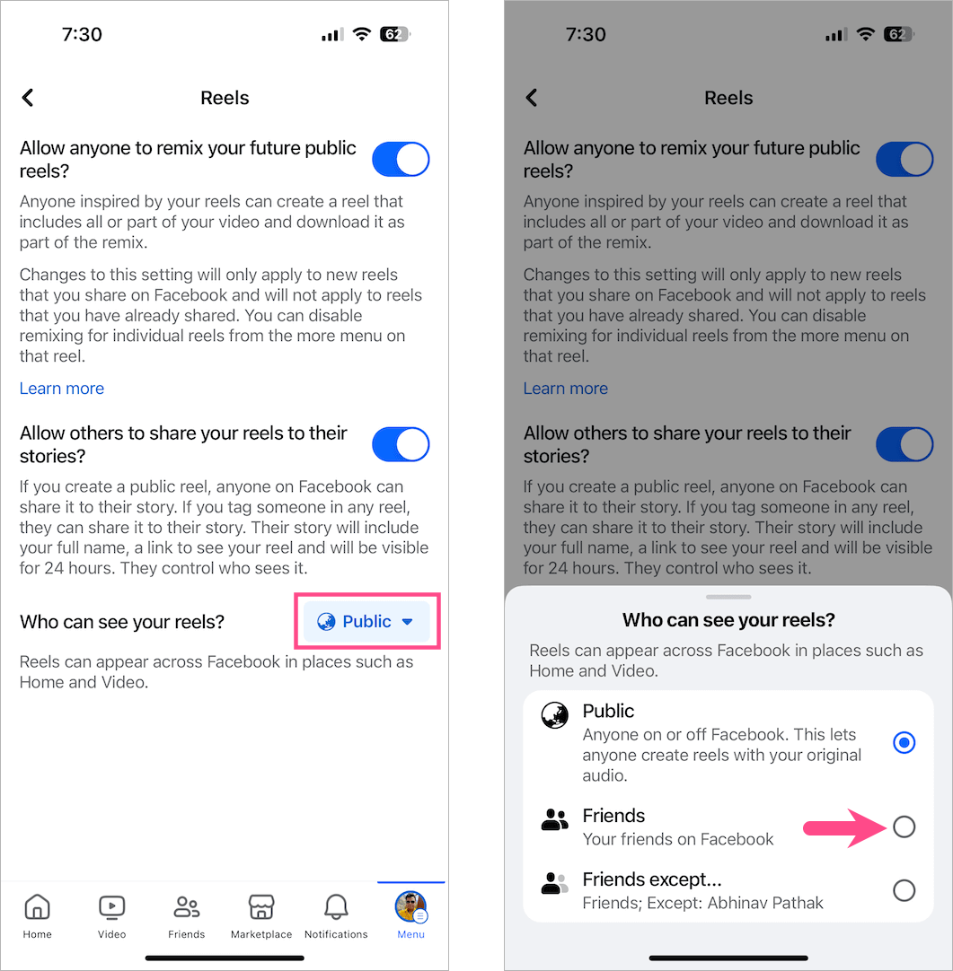 set default audience for reels on facebook