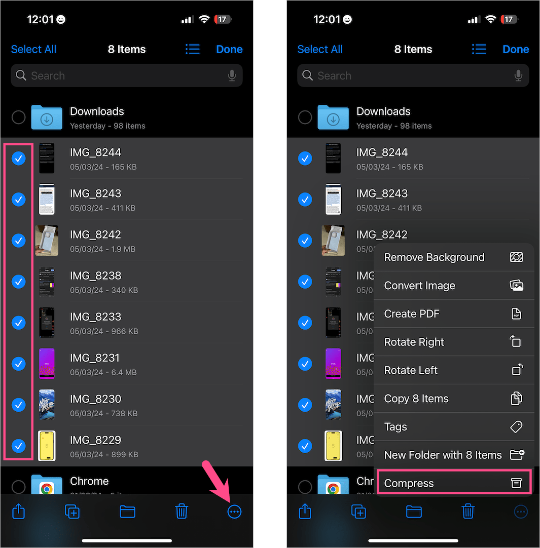 how to compress files on iphone or ipad