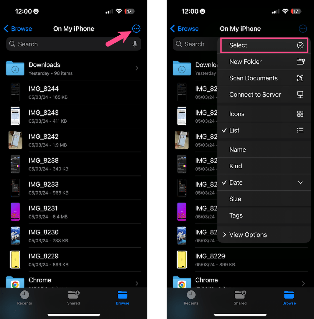 compress photos on iphone using files app