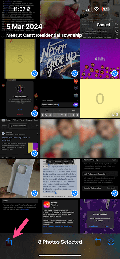 select multiple photos in photos app