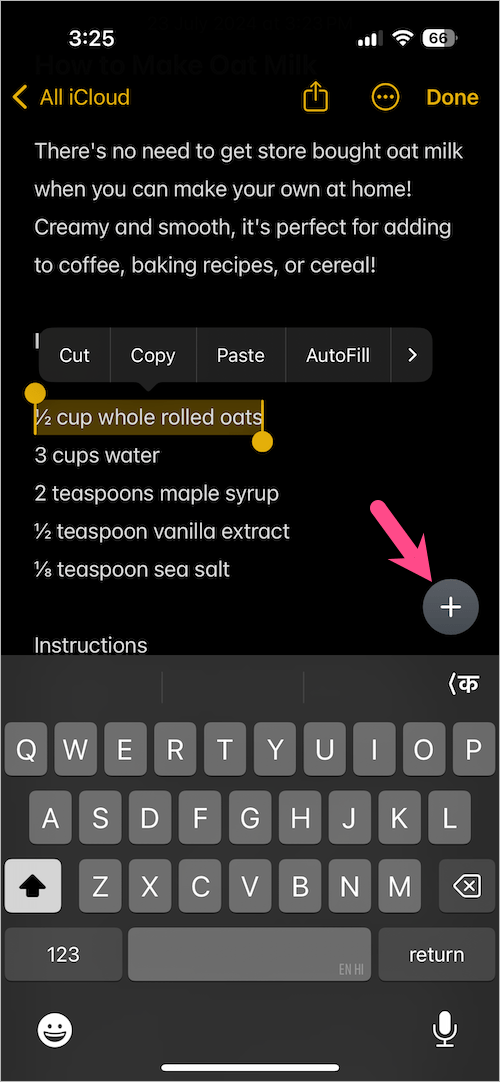 text formatting tools in apple notes