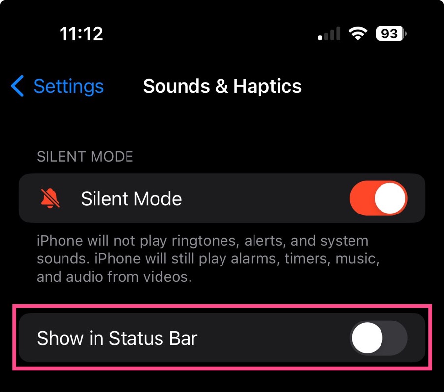 hide crossed bell icon from iPhone 16 status bar